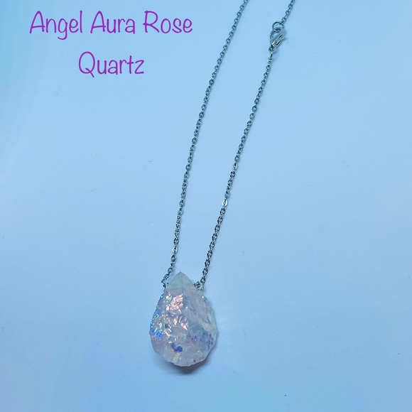 Rose Angel Aura Quartz Necklace Coming Soon - Picture 2 of 7